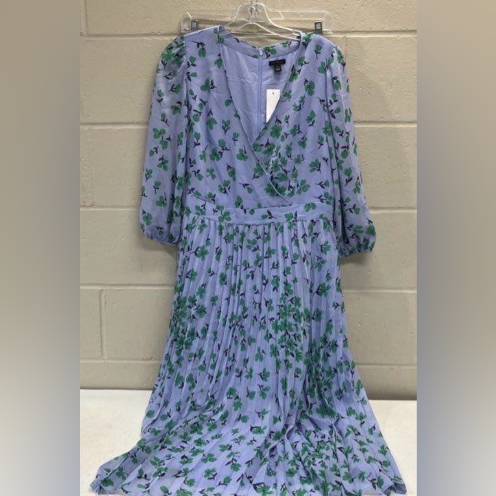 New Ann Taylor Midi Length Blue Green Floral Dress SZ 10 *